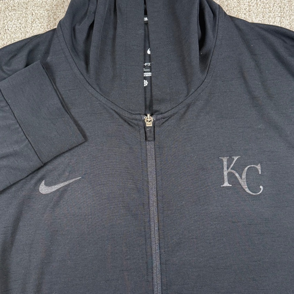 Nike Dri-Fit Mens Large Kansas City Royals Full Zip Hoodie Stretch Performance